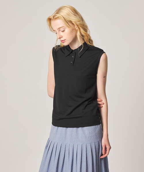 Steven Alan(スティーブンアラン)の「<Steven Alan>ウール ジャージー ノースリーブ プルオーバー(Tシャツ/カットソー・レディース・オフホワイト/ブラック/ダークブラウン・FREE)」の2枚目の写真