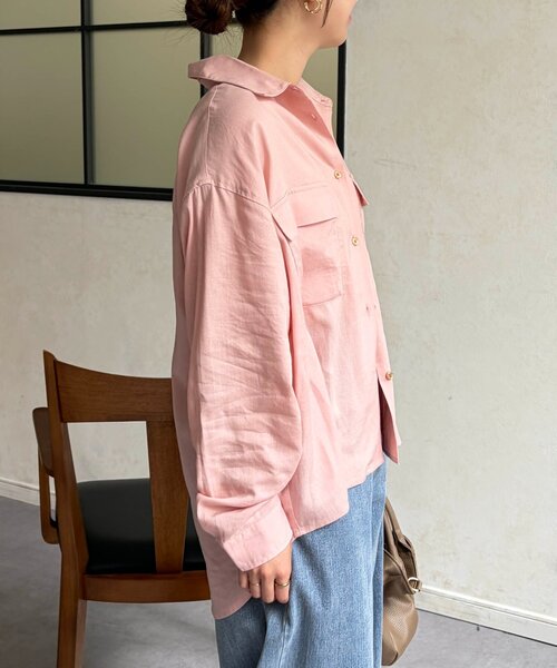 Chez toi（シェトワ）の「GLDボタンリネンシャツ（シャツ/ブラウス・レディース・アイボリー/サックスブルー/ピンク/ネイビー・FREE）」の22枚目の写真