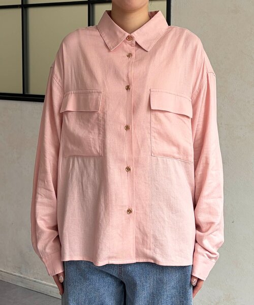 Chez toi（シェトワ）の「GLDボタンリネンシャツ（シャツ/ブラウス・レディース・アイボリー/サックスブルー/ピンク/ネイビー・FREE）」の15枚目の写真