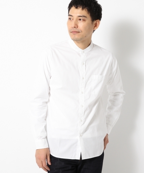 GLOBAL WORK（グローバルワーク）の「ブロードバンドカラー長袖/710837（シャツ/ブラウス・メンズ・ホワイト/ネイビー・MEDIUM/SMALL/X-LARGE/LARGE）」の2枚目の写真