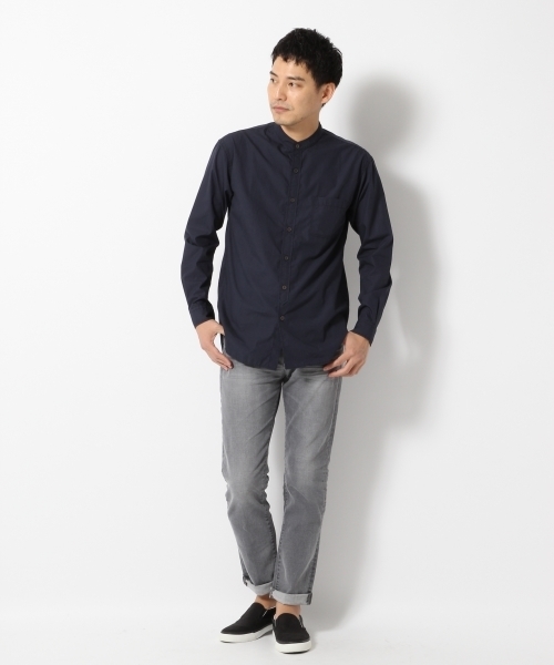 GLOBAL WORK（グローバルワーク）の「ブロードバンドカラー長袖/710837（シャツ/ブラウス・メンズ・ホワイト/ネイビー・MEDIUM/SMALL/X-LARGE/LARGE）」の3枚目の写真