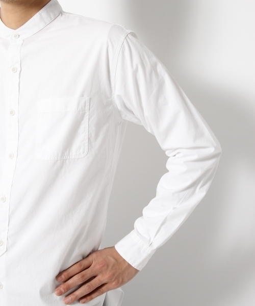 GLOBAL WORK（グローバルワーク）の「ブロードバンドカラー長袖/710837（シャツ/ブラウス・メンズ・ホワイト/ネイビー・MEDIUM/SMALL/X-LARGE/LARGE）」の6枚目の写真