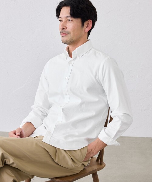 S.ESSENTIALS(エスエッセンシャルズ)の「sea island cotton ボタンダウンシャツ(シャツ/ブラウス・メンズ・オフホワイト・41/42)」の1枚目の写真