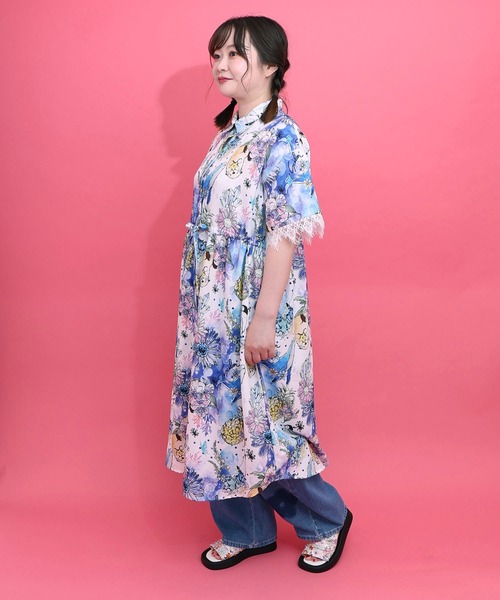 ScoLar(スカラー)の「162697:2柄展開 レース袖シャツワンピース(ワンピース・レディース・オフホワイト/ブラック・M)」の3枚目の写真