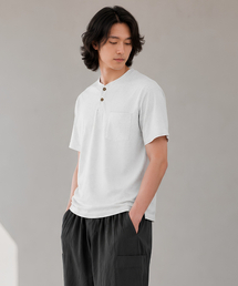CUSTOMUS（カスタムアース）の「男性用シングルヘンリーネック半袖Tシャツ CXS26MKRT502 GRY（Tシャツ/カットソー）」