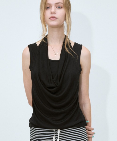 Rohwel(ローウェル)の「Layered Halter Tops / レイヤードホルタートップス(タンクトップ・レディース・ライトグレー/ホワイト/ブラック・FREE)」の3枚目の写真