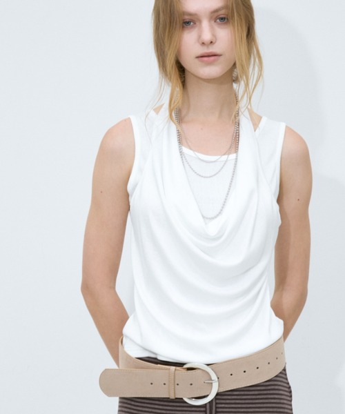 Rohwel(ローウェル)の「Layered Halter Tops / レイヤードホルタートップス(タンクトップ・レディース・ライトグレー/ホワイト/ブラック・FREE)」の7枚目の写真