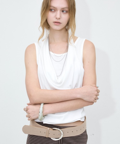Rohwel(ローウェル)の「Layered Halter Tops / レイヤードホルタートップス(タンクトップ・レディース・ライトグレー/ホワイト/ブラック・FREE)」の8枚目の写真