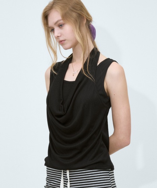 Rohwel(ローウェル)の「Layered Halter Tops / レイヤードホルタートップス(タンクトップ・レディース・ライトグレー/ホワイト/ブラック・FREE)」の20枚目の写真