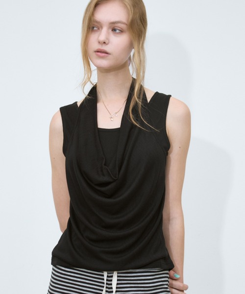 Rohwel(ローウェル)の「Layered Halter Tops / レイヤードホルタートップス(タンクトップ・レディース・ライトグレー/ホワイト/ブラック・FREE)」の17枚目の写真
