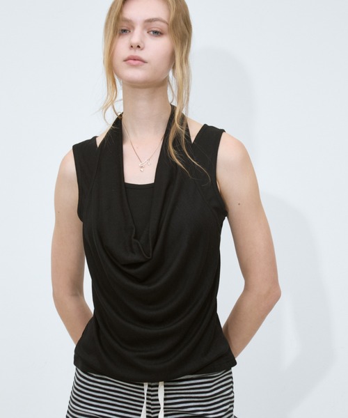 Rohwel(ローウェル)の「Layered Halter Tops / レイヤードホルタートップス(タンクトップ・レディース・ライトグレー/ホワイト/ブラック・FREE)」の18枚目の写真