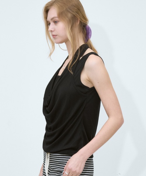 Rohwel(ローウェル)の「Layered Halter Tops / レイヤードホルタートップス(タンクトップ・レディース・ライトグレー/ホワイト/ブラック・FREE)」の21枚目の写真
