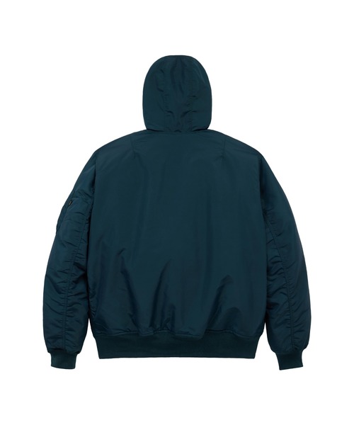 Alpha Industries（アルファインダストリーズ）の「Alpha Industries/アルファインダストリーズ/OXFORD MA-1 HOODED RELAXED FIT FLIGHT JACKET/オックスフォードMA-1 フーデッドリラックスフィット フライトジャケット（MA-1・メンズ・ブラック/オリーブ/インディゴブルー・S/M/L/2XL/XL）」の9枚目の写真
