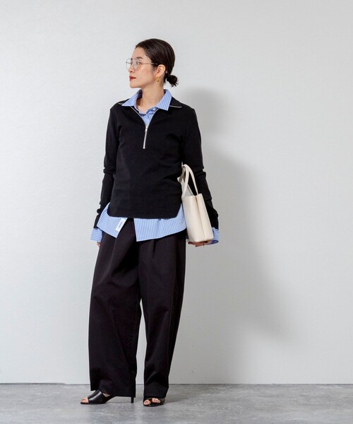 MAQWEL(マクウェル)の「【MAQWEL/マクウェル】COTTON RIB ハーフジッププルオーバー(Tシャツ/カットソー・レディース・ブラック/ブラウン/アイボリー・FREE)」の20枚目の写真