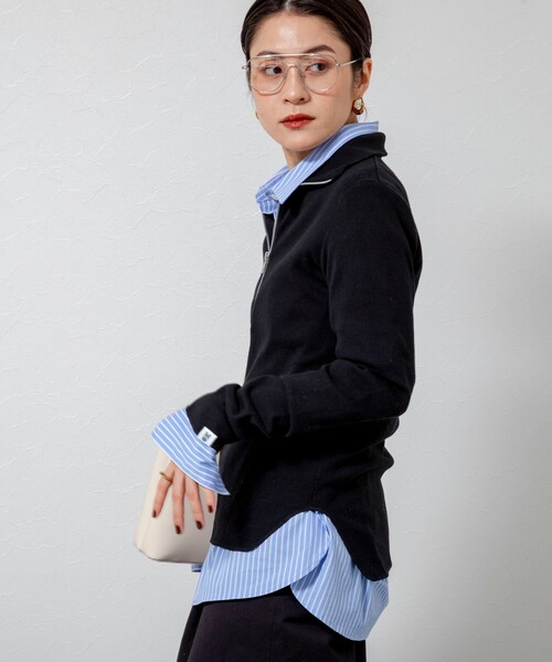 MAQWEL(マクウェル)の「【MAQWEL/マクウェル】COTTON RIB ハーフジッププルオーバー(Tシャツ/カットソー・レディース・ブラック/ブラウン/アイボリー・FREE)」の22枚目の写真