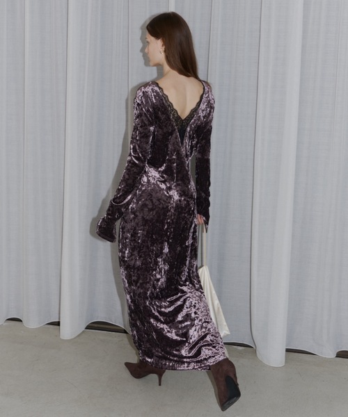 yae(ヤエ)の「2way lace × velours dress / 2wayレース×ベロアドレス(ワンピース・レディース・ブラック/パープル/カーキ・38/36)」の3枚目の写真