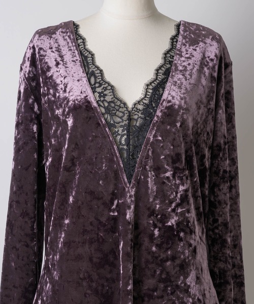 yae(ヤエ)の「2way lace × velours dress / 2wayレース×ベロアドレス(ワンピース・レディース・ブラック/パープル/カーキ・38/36)」の17枚目の写真