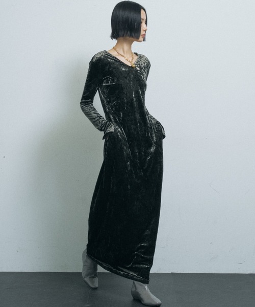 yae(ヤエ)の「2way lace × velours dress / 2wayレース×ベロアドレス(ワンピース・レディース・ブラック/パープル/カーキ・38/36)」の6枚目の写真
