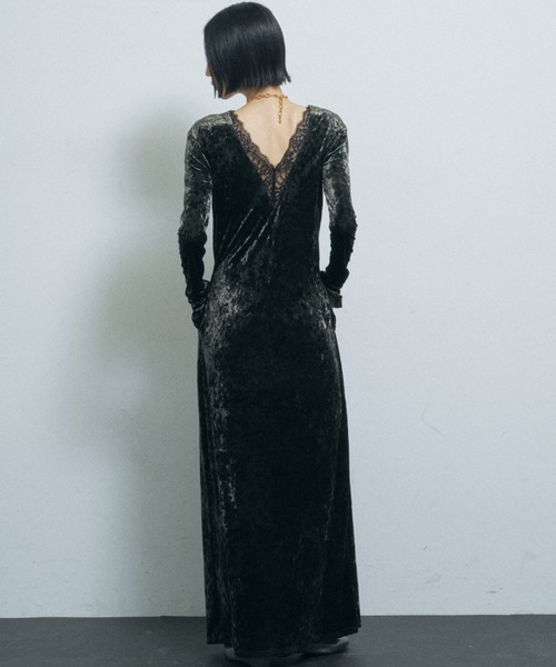 yae(ヤエ)の「2way lace × velours dress / 2wayレース×ベロアドレス(ワンピース・レディース・ブラック/パープル/カーキ・38/36)」の5枚目の写真
