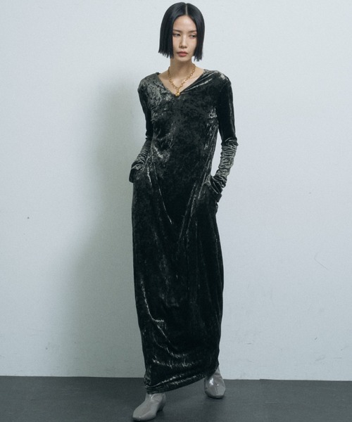 yae(ヤエ)の「2way lace × velours dress / 2wayレース×ベロアドレス(ワンピース・レディース・ブラック/パープル/カーキ・38/36)」の4枚目の写真
