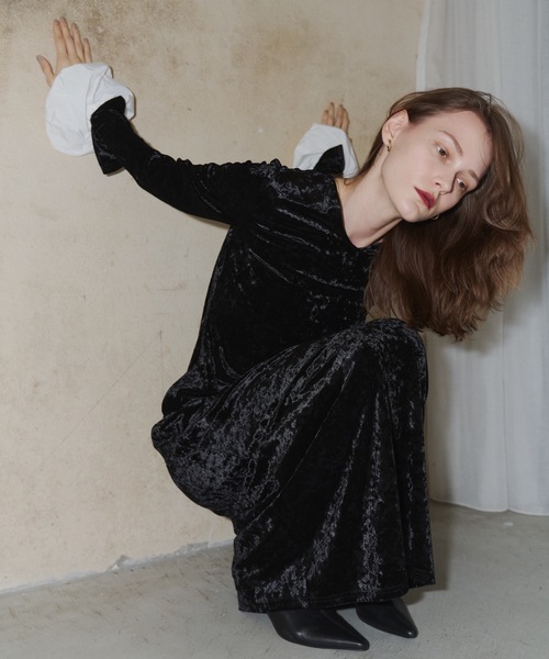 yae(ヤエ)の「2way lace × velours dress / 2wayレース×ベロアドレス(ワンピース・レディース・ブラック/パープル/カーキ・38/36)」の10枚目の写真