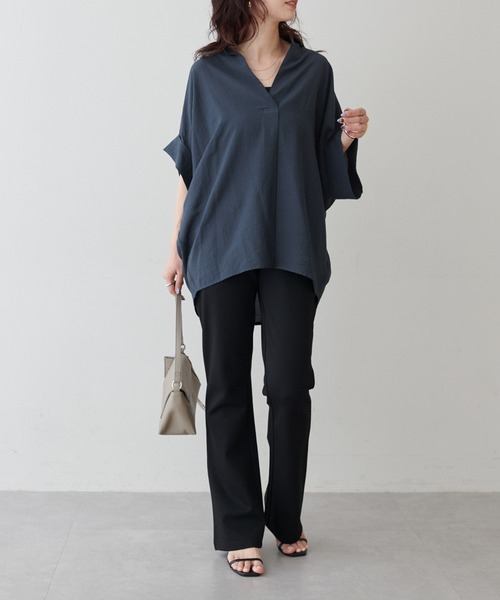 LARUTA(ラルータ)の「【LARUTA】シアー麻タッチスキッパーシャツ(シャツ/ブラウス・レディース・ネイビー/オフホワイト/サックスブルー/ライム/その他1・FREE)」の19枚目の写真