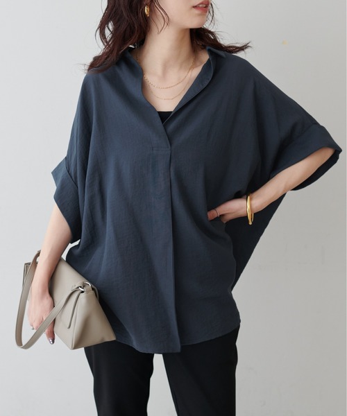 LARUTA(ラルータ)の「【LARUTA】シアー麻タッチスキッパーシャツ(シャツ/ブラウス・レディース・ネイビー/オフホワイト/サックスブルー/ライム/その他1・FREE)」の16枚目の写真