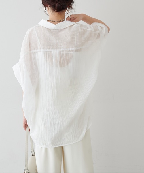 LARUTA(ラルータ)の「【LARUTA】シアー麻タッチスキッパーシャツ(シャツ/ブラウス・レディース・ネイビー/オフホワイト/サックスブルー/ライム/その他1・FREE)」の8枚目の写真