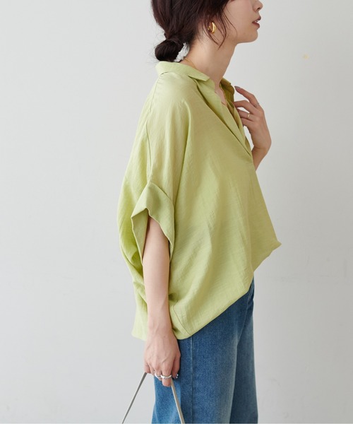 LARUTA(ラルータ)の「【LARUTA】シアー麻タッチスキッパーシャツ(シャツ/ブラウス・レディース・ネイビー/オフホワイト/サックスブルー/ライム/その他1・FREE)」の14枚目の写真