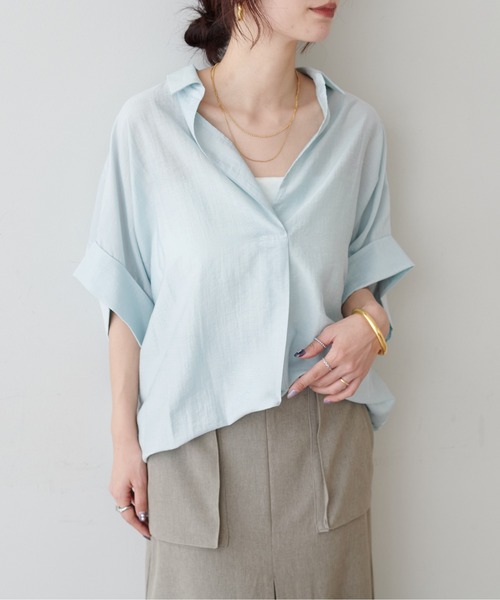 LARUTA(ラルータ)の「【LARUTA】シアー麻タッチスキッパーシャツ(シャツ/ブラウス・レディース・ネイビー/オフホワイト/サックスブルー/ライム/その他1・FREE)」の22枚目の写真