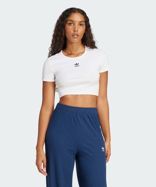 adidas(アディダス)の「エッセンシャルズ リブ Tシャツ / アディダスオリジナルス adidas Originals(Tシャツ/カットソー・レディース・ホワイト系その他・XX-LARGE/LARGE/MEDIUM/SMALL/X-LARGE/X-SMALL)」の3枚目の写真