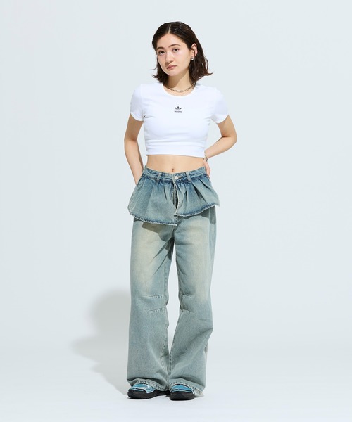 adidas(アディダス)の「エッセンシャルズ リブ Tシャツ / アディダスオリジナルス adidas Originals(Tシャツ/カットソー・レディース・ホワイト系その他・XX-LARGE/LARGE/MEDIUM/SMALL/X-LARGE/X-SMALL)」の2枚目の写真