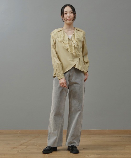 Nunc.(ヌンク)の「フロッキーストレートデニムパンツ(デニムパンツ・レディース・ブラック/ネイビー/サックスブルー・38)」の9枚目の写真