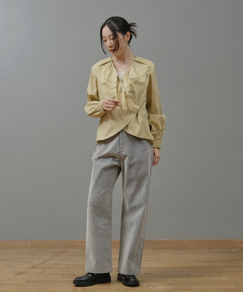 Nunc.(ヌンク)の「フロッキーストレートデニムパンツ(デニムパンツ・レディース・ブラック/ネイビー/サックスブルー・38)」の10枚目の写真