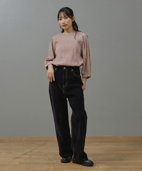 Nunc.(ヌンク)の「フロッキーストレートデニムパンツ(デニムパンツ・レディース・ブラック/ネイビー/サックスブルー・38)」の17枚目の写真