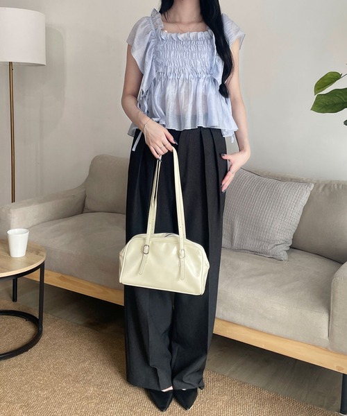 WEGO(ウィゴー)の「WEGO/シャーリングシアーブラウス(シャツ/ブラウス・レディース・サックスブルー/ホワイト・FREE)」の12枚目の写真