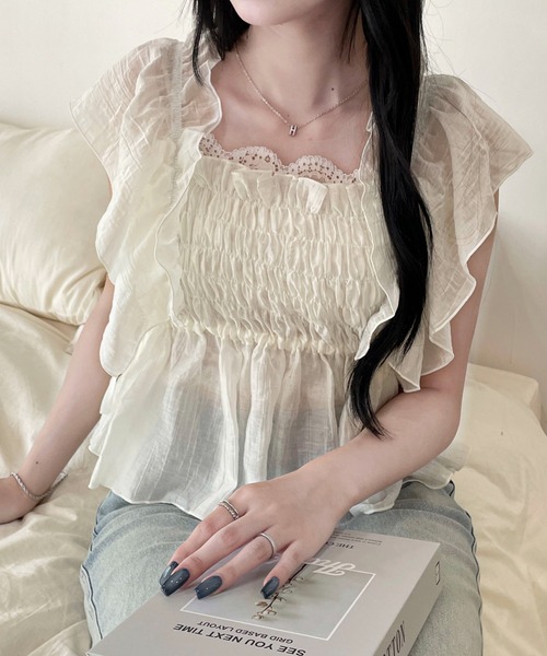 WEGO(ウィゴー)の「WEGO/シャーリングシアーブラウス(シャツ/ブラウス・レディース・サックスブルー/ホワイト・FREE)」の17枚目の写真