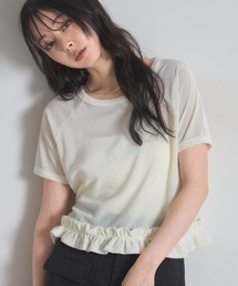シアーフロッキー裾フリルTシャツ