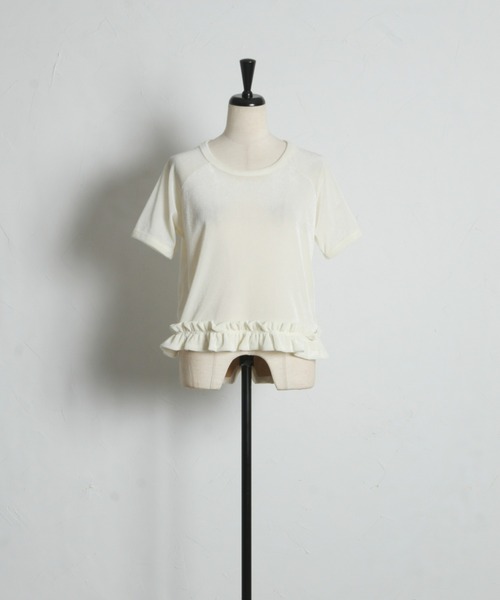 &. NOSTALGIA(アンドドットノスタルジア)の「シアーフロッキー裾フリルTシャツ(Tシャツ/カットソー・レディース・オフホワイト/グレー・FREE)」の18枚目の写真