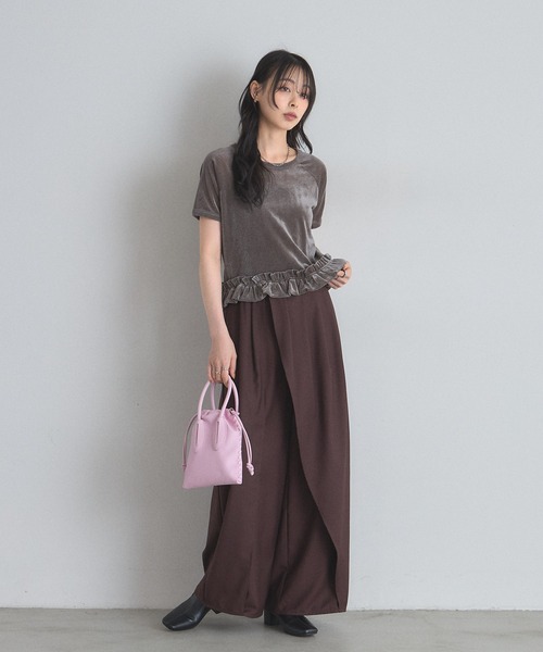 &. NOSTALGIA(アンドドットノスタルジア)の「シアーフロッキー裾フリルTシャツ(Tシャツ/カットソー・レディース・オフホワイト/グレー・FREE)」の10枚目の写真
