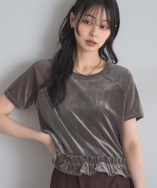 &. NOSTALGIA(アンドドットノスタルジア)の「シアーフロッキー裾フリルTシャツ(Tシャツ/カットソー・レディース・オフホワイト/グレー・FREE)」の13枚目の写真