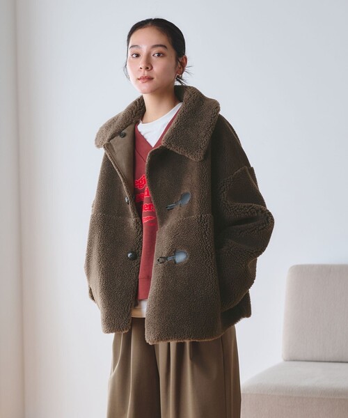 BEAUTY&YOUTH UNITED ARROWS(ビューティーアンドユースユナイテッドアローズ)の「【WEB限定】ボア×フェイクムートン ループボタンジャケット 2WAY(その他アウター・レディース・ダークグレー/モカ/ダークブラウン/オフホワイト・S/M)」の3枚目の写真