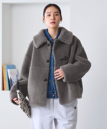【WEB限定】ボア×フェイクムートン ループボタンジャケット 2WAY