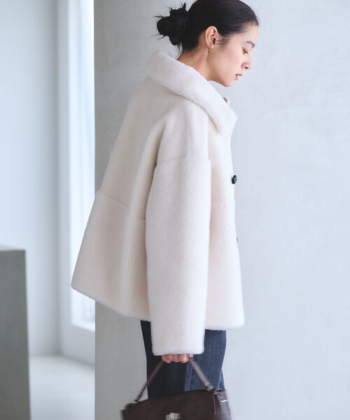 BEAUTY&YOUTH UNITED ARROWS(ビューティーアンドユースユナイテッドアローズ)の「【WEB限定】ボア×フェイクムートン ループボタンジャケット 2WAY(その他アウター・レディース・ダークグレー/モカ/ダークブラウン/オフホワイト・S/M)」の5枚目の写真