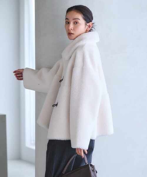 BEAUTY&YOUTH UNITED ARROWS(ビューティーアンドユースユナイテッドアローズ)の「【WEB限定】ボア×フェイクムートン ループボタンジャケット 2WAY(その他アウター・レディース・ダークグレー/モカ/ダークブラウン/オフホワイト・S/M)」の6枚目の写真