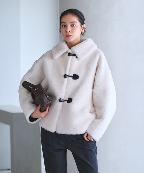 BEAUTY&YOUTH UNITED ARROWS(ビューティーアンドユースユナイテッドアローズ)の「【WEB限定】ボア×フェイクムートン ループボタンジャケット 2WAY(その他アウター・レディース・ダークグレー/モカ/ダークブラウン/オフホワイト・S/M)」の7枚目の写真