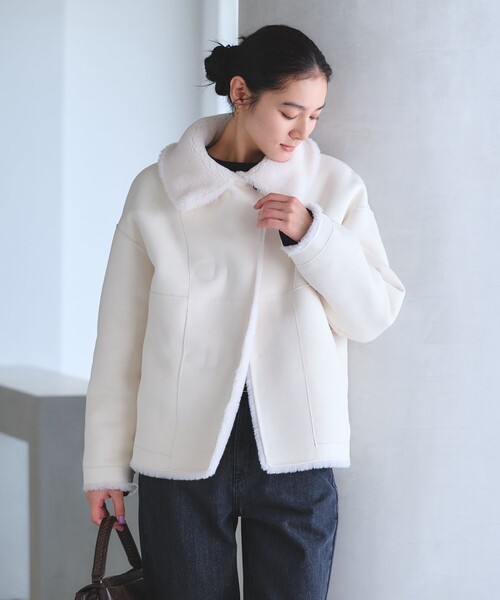 BEAUTY&YOUTH UNITED ARROWS(ビューティーアンドユースユナイテッドアローズ)の「【WEB限定】ボア×フェイクムートン ループボタンジャケット 2WAY(その他アウター・レディース・ダークグレー/モカ/ダークブラウン/オフホワイト・S/M)」の10枚目の写真