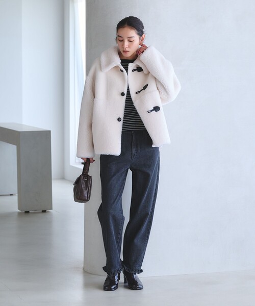 BEAUTY&YOUTH UNITED ARROWS(ビューティーアンドユースユナイテッドアローズ)の「【WEB限定】ボア×フェイクムートン ループボタンジャケット 2WAY(その他アウター・レディース・ダークグレー/モカ/ダークブラウン/オフホワイト・S/M)」の12枚目の写真