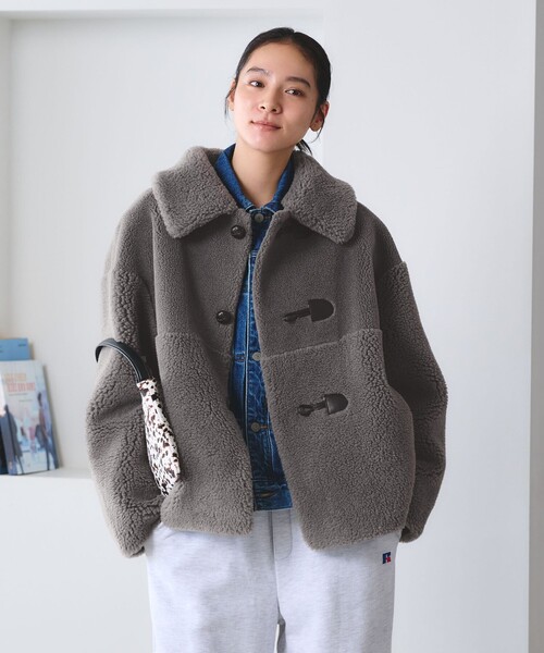 BEAUTY&YOUTH UNITED ARROWS(ビューティーアンドユースユナイテッドアローズ)の「【WEB限定】ボア×フェイクムートン ループボタンジャケット 2WAY(その他アウター・レディース・ダークグレー/モカ/ダークブラウン/オフホワイト・S/M)」の14枚目の写真