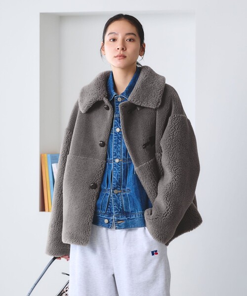 BEAUTY&YOUTH UNITED ARROWS(ビューティーアンドユースユナイテッドアローズ)の「【WEB限定】ボア×フェイクムートン ループボタンジャケット 2WAY(その他アウター・レディース・ダークグレー/モカ/ダークブラウン/オフホワイト・S/M)」の15枚目の写真